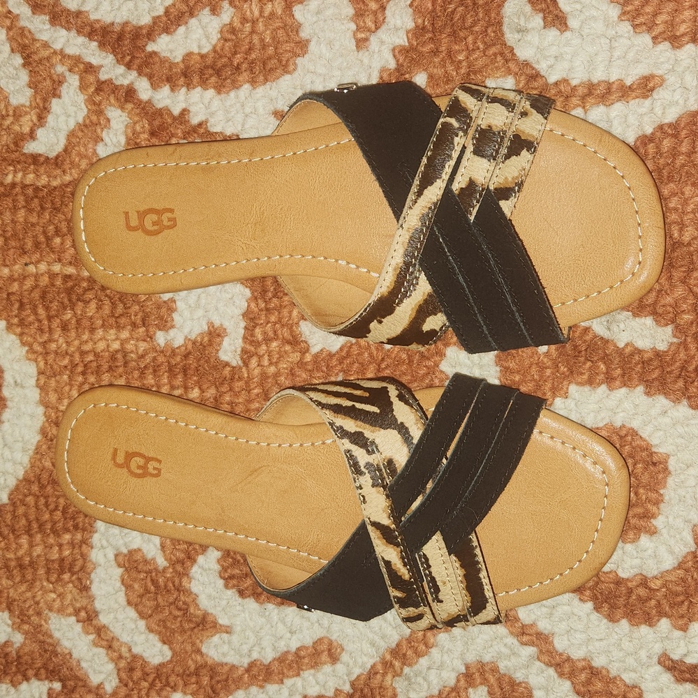 Nwt-UGG Women's Kenleigh Slide Tiger Stripes Sandal size 8.5